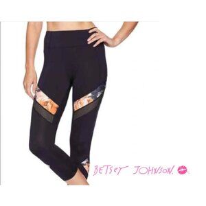 Betsey Johnson Give Love Get Love High Waist Floral Mesh Trim Leggings